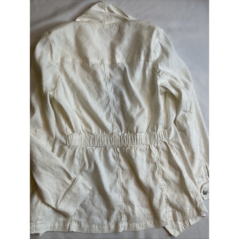 Not Your Daughters Jeans Linen Jacket Small White Waterfall Draped Open Coastal - Picture 8 of 9